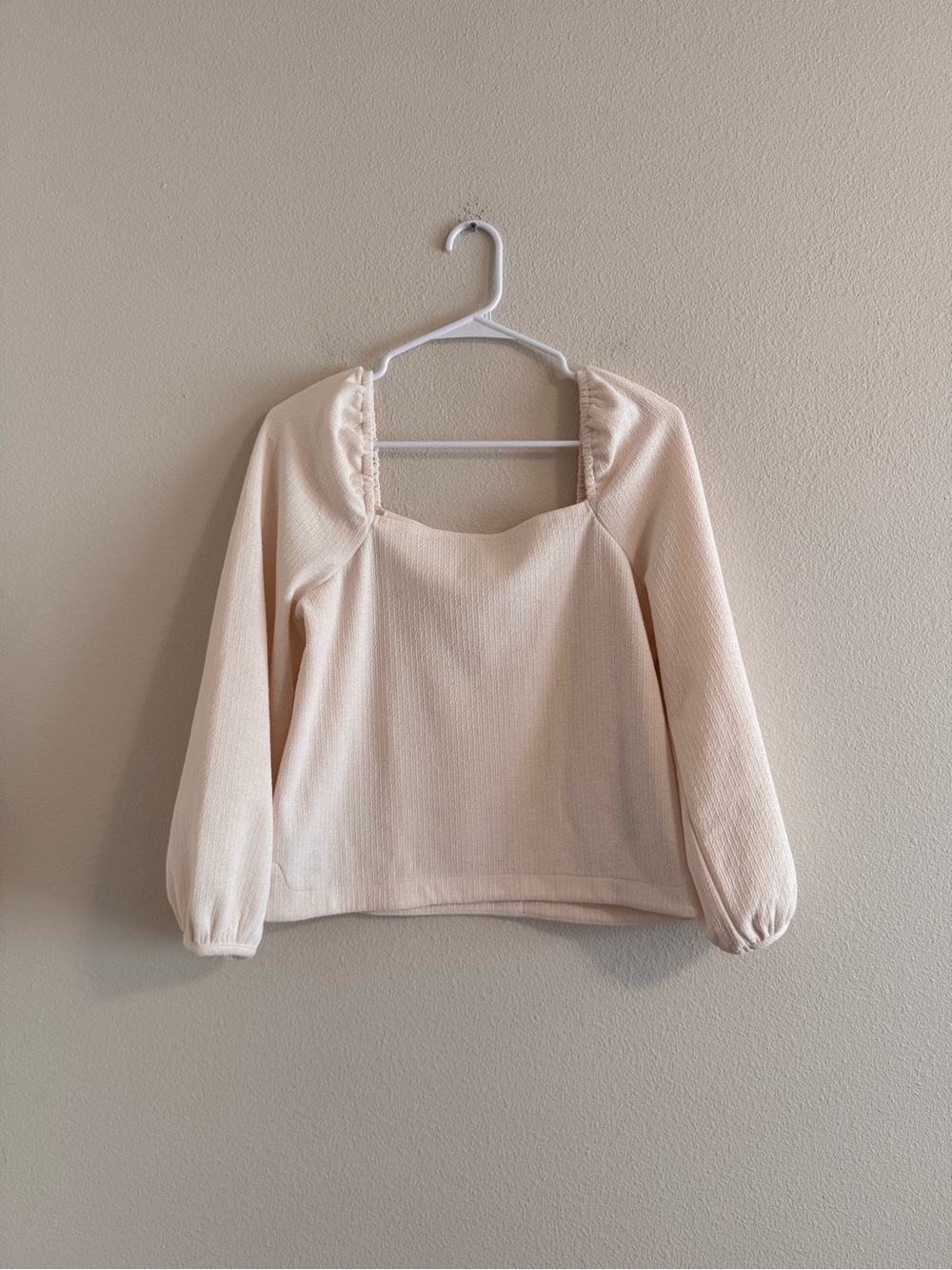 Madewell Cream Square-Neck Long Sleeve Top